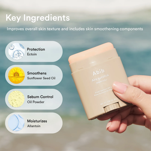 Abib Airy Sunstick Smoothing Bar SPF50+ PA++++ | Lightweight Matte Sunscreen Stick | 23g
