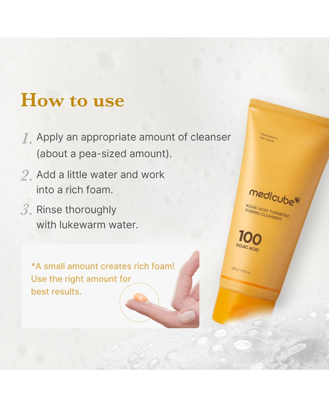 Medicube Kojic Acid Turmeric Toning Cleanser | Brightening Face Cleanser with Kojic Acid, Turmeric & Niacinamide | 150ml