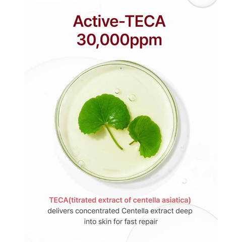 Active TECA 30000ppm Centella Asiatica extract leaves in petri dish skincare ingredient