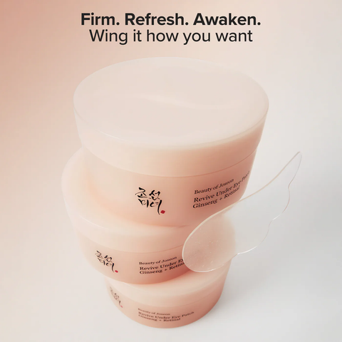 Model wearing Beauty of Joseon Revive Under Eye Patch hydrogel patches under the eyes